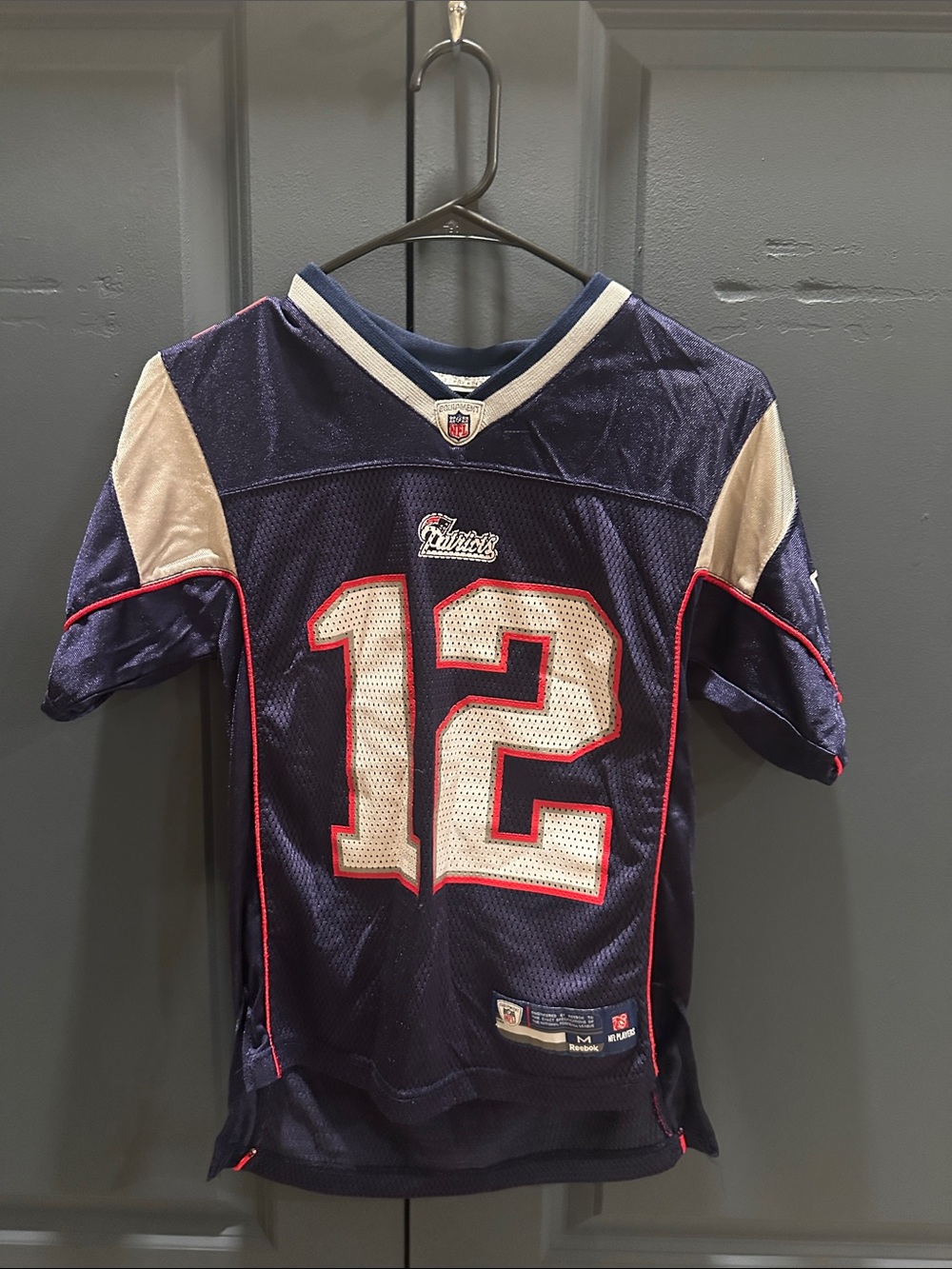 Tom Brady Reebok Kids Navy White & Red #12 Football Jersey